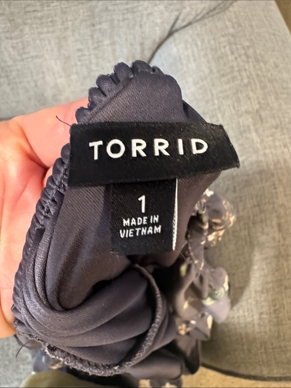 Floral Gray Midi Dress with Knotted Shoulder Straps - Picture 2 of 2